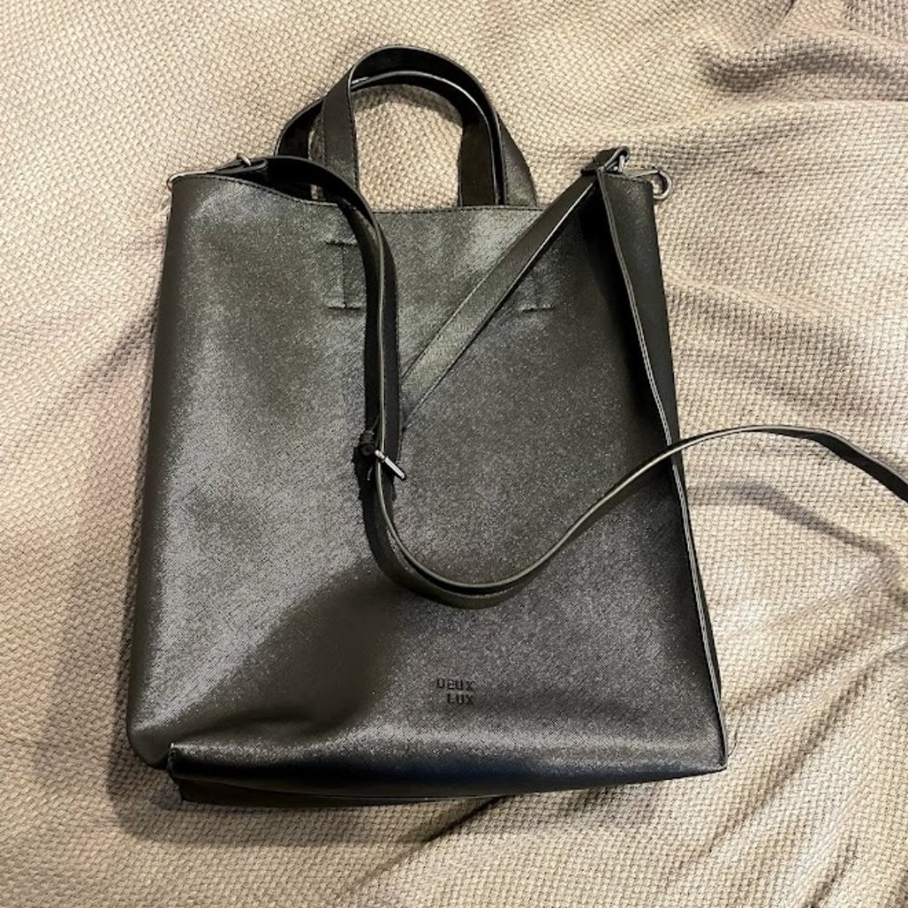 Deux Lux Black Leather Editorial Bag